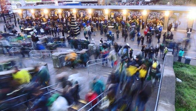 Autzen Stadium Enterence in motion. 